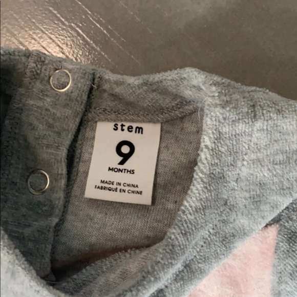 NEW Stem Baby Dress Modern pink blue grey striped - Picture 4 of 5